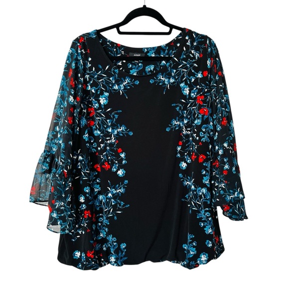 Alfani Floral Printed Bell-Sleeve Bubble-Hem Top Size 3X - Picture 2 of 5